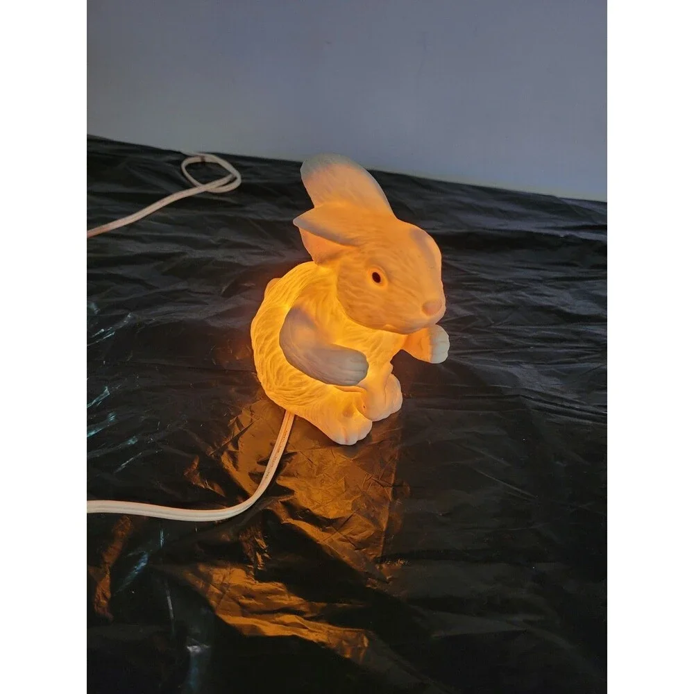 Vintage Ceramic White Bunny night Light Realistic Decorative Matt Finish 6.25